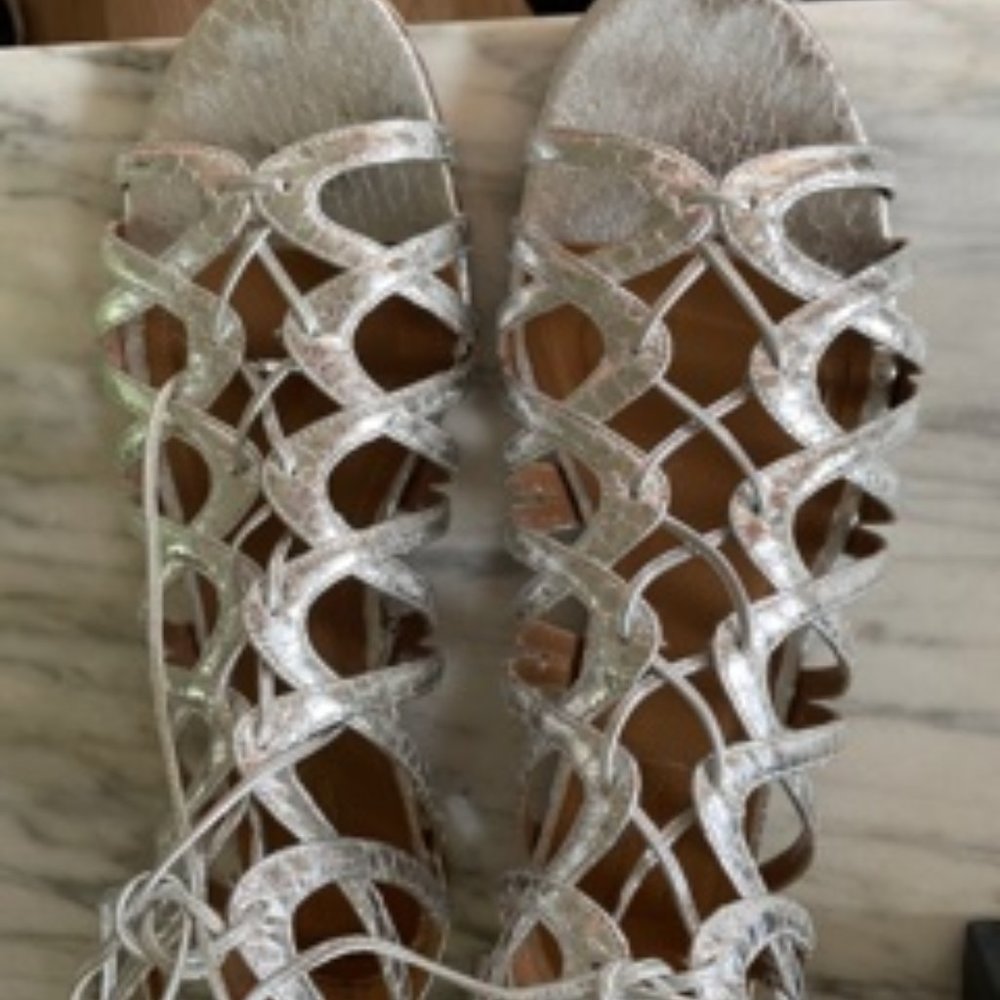 Aquazurra silver snake sandals